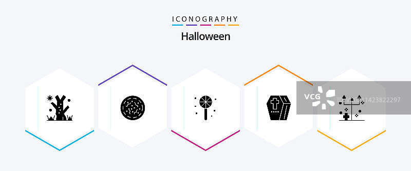 万圣节25个图标字形包，包含万圣节元素图片素材