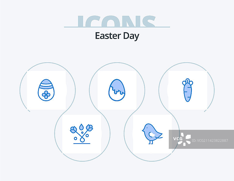 复活节蓝色图标包，5个图标设计图片素材