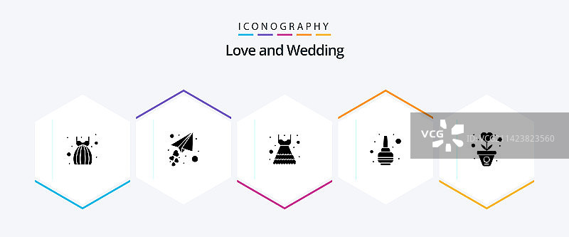 包含感恩的25个婚礼字形图标包图片素材
