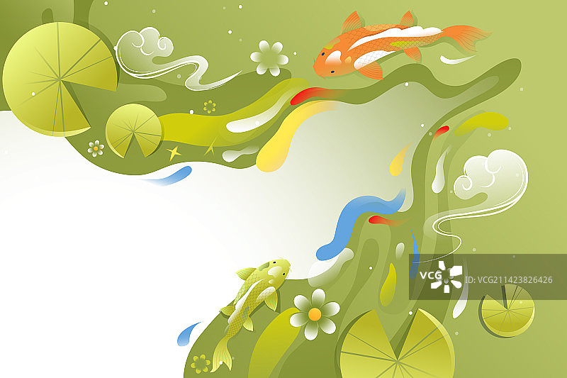 卡通夏至处暑节气夏天夏季荷花惊蛰旅行旅游大自然风光风景家人亲子父亲节儿童节童趣中国风国潮渐变矢量插画图片素材