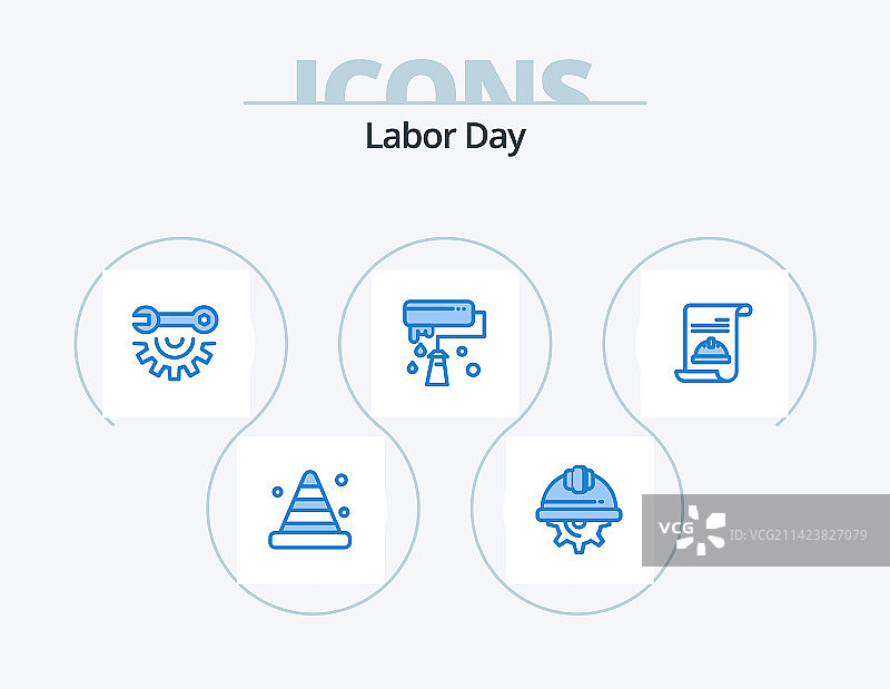劳动节蓝色图标包（5个图标：滚筒）图片素材