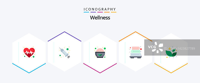 包含健康元素的25个扁平健康图标包图片素材