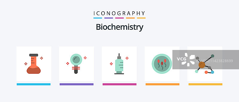 生化5个扁平图标包图片素材