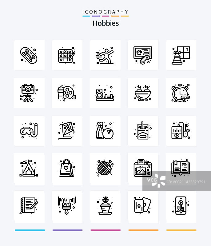 创意爱好25个轮廓图标包图片素材
