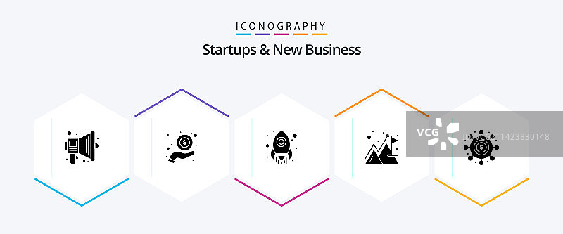 创业和新业务25个字形图标包图片素材