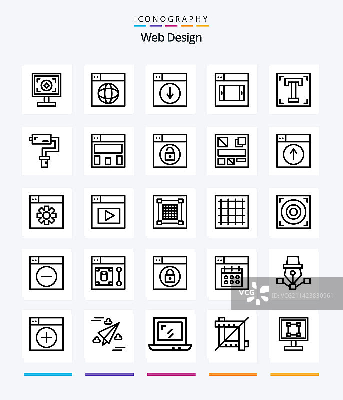 创意网页设计25个轮廓图标包图片素材