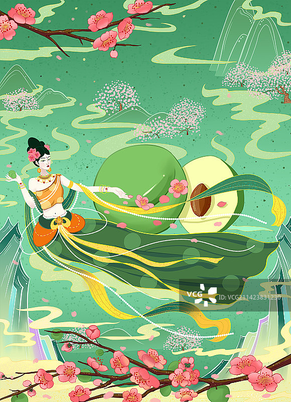 国潮插画 敦煌插画图片素材