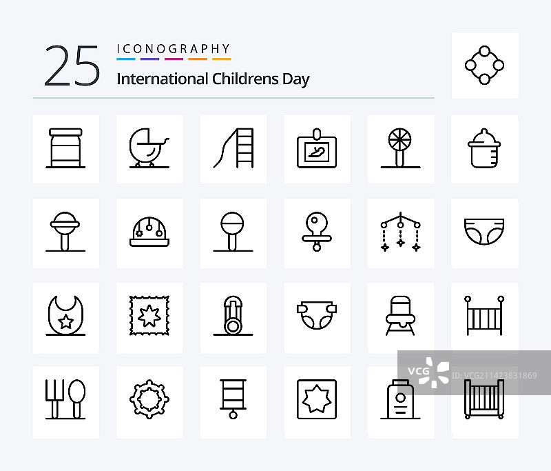 婴儿25个线性图标包图片素材