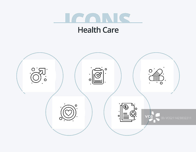 医疗保健线性图标包5图标设计检查图片素材