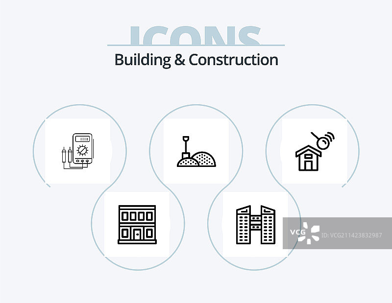 建筑施工线性图标包（5个图标）图片素材