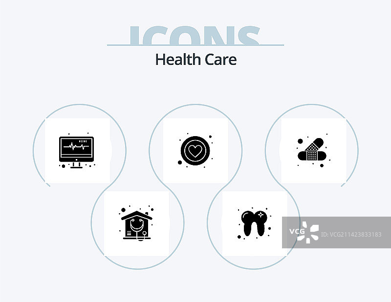 医疗保健字形图标包5个图标设计图片素材