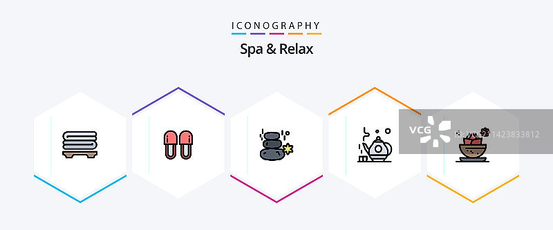 包含的25个填充线条SPA放松图标图片素材