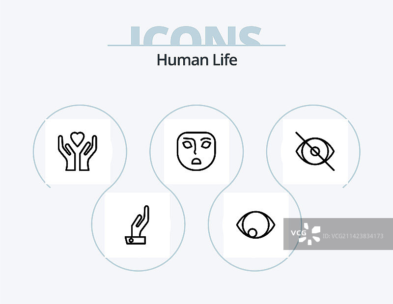 包含手部设计的人类线性图标包图片素材