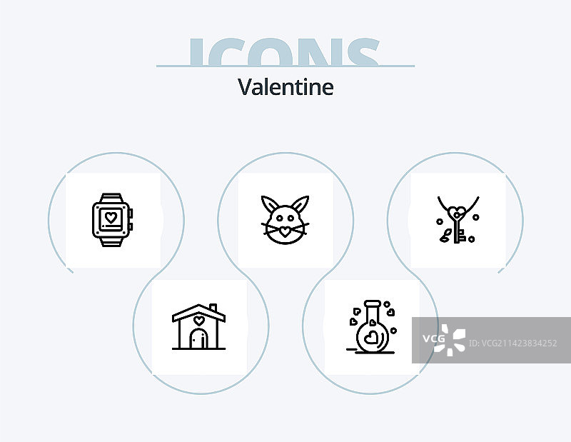 情人节线性图标包：爱心设计图片素材