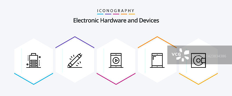 25个设备线性图标包，包含电子产品图片素材