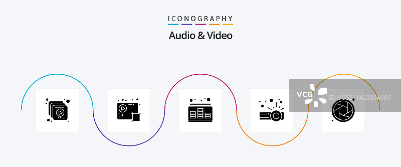 包含镜头的音视频字形图标包图片素材