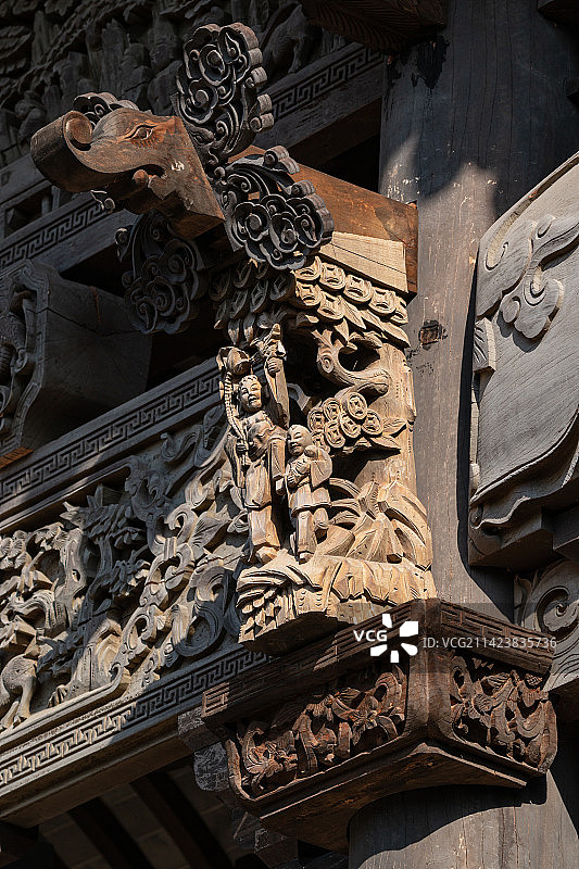 木质结构古建筑房梁图片素材