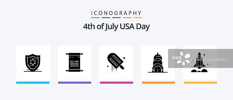 包含运输火箭的美国字形5图标包图片素材
