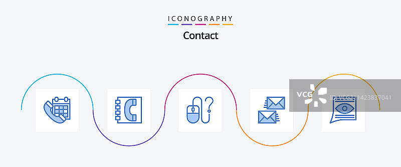 包含联系我们的蓝色5图标包图片素材