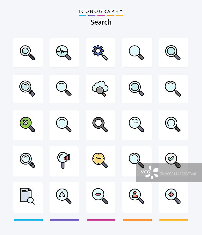 创意搜索25线条填充图标包图片素材