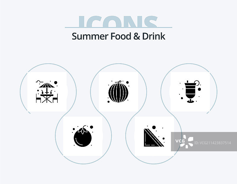 夏季食物和饮料图标集5个图标图片素材