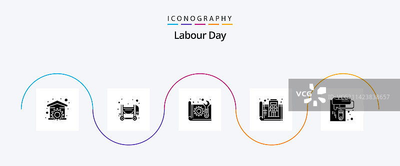 劳动节印刷字形图标套装图片素材