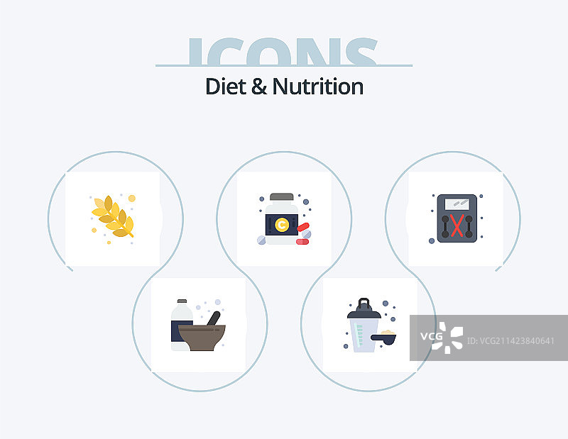 饮食与营养扁平图标包5个图标设计图片素材