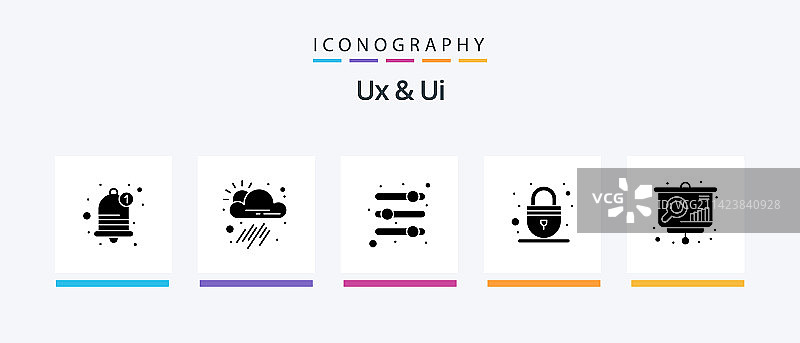 包含图表网络的UI和UX标志图标5件套图片素材