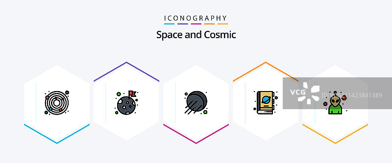 包含怪物的25个填充线性图标图片素材