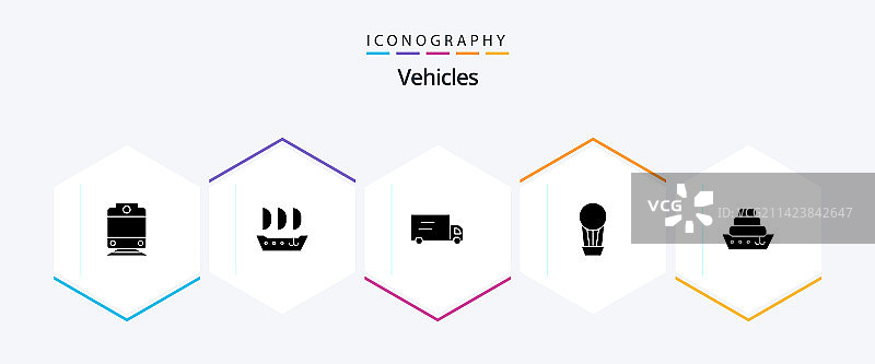 包含气球的25个交通工具标志图标包图片素材
