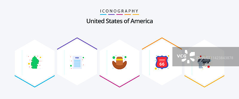 美国扁平图标包，含武器、安保等25个图标图片素材