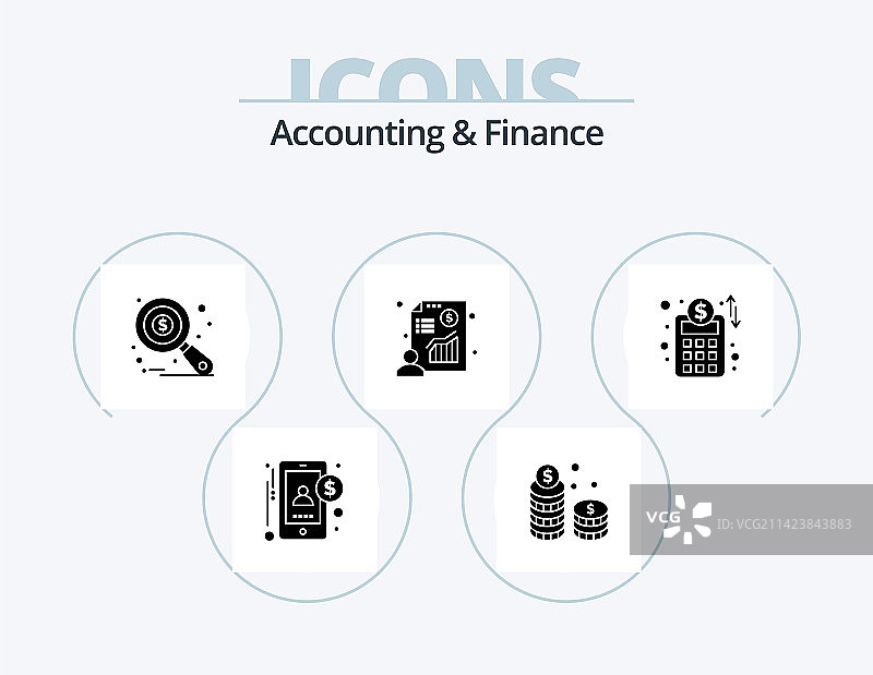 会计和金融字形图标包图片素材