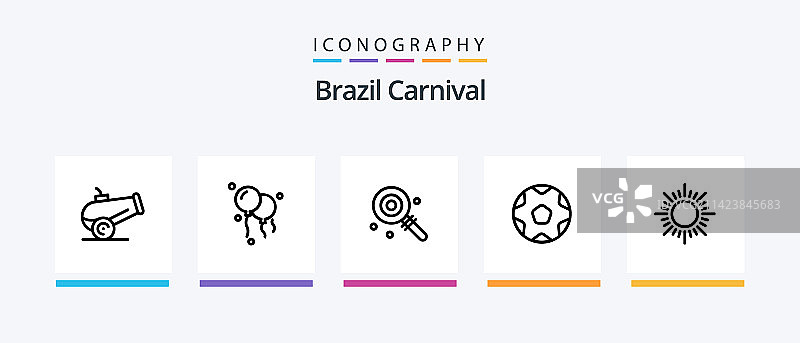 巴西狂欢节5个线性图标包图片素材