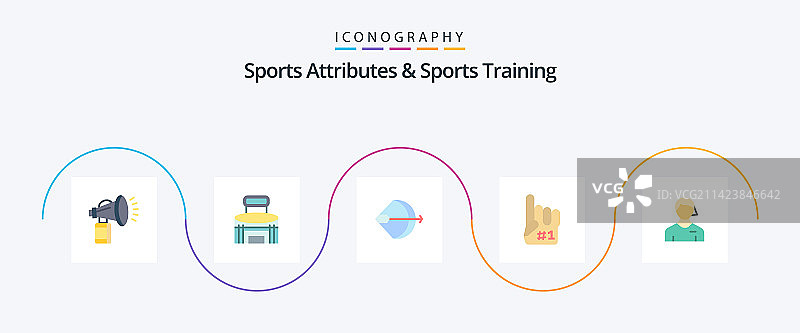 体育用品和体育训练扁平5图标图片素材