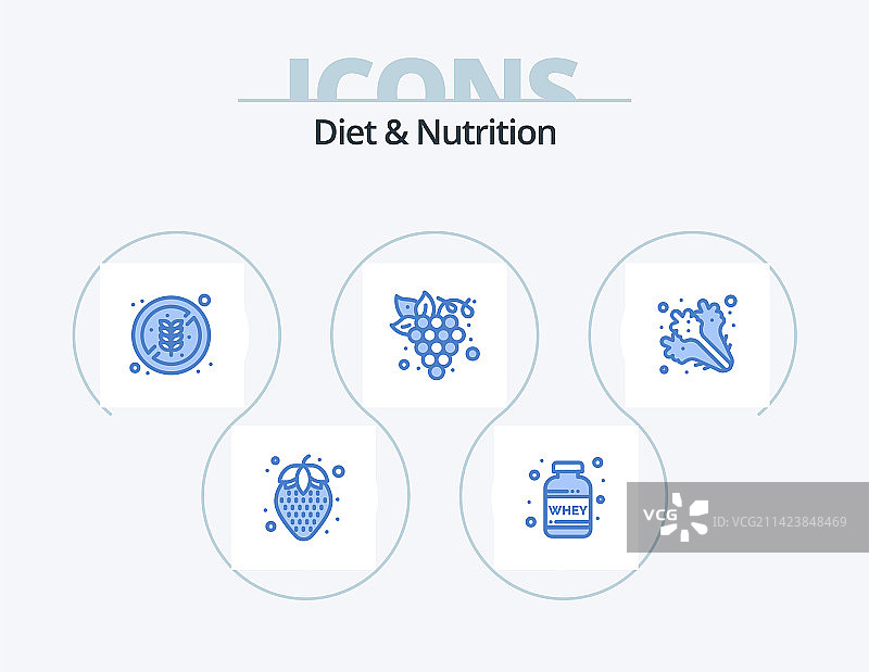 5个蓝色营养饮食图标设计图片素材