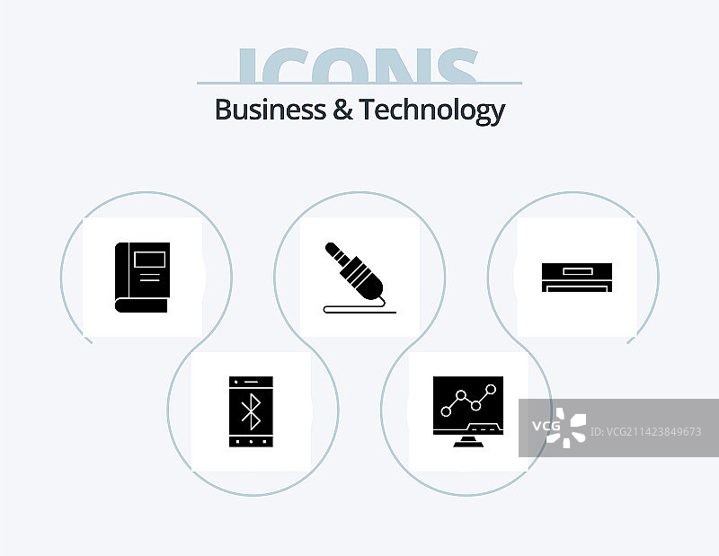 商业和科技符号图标包（5个图标）图片素材