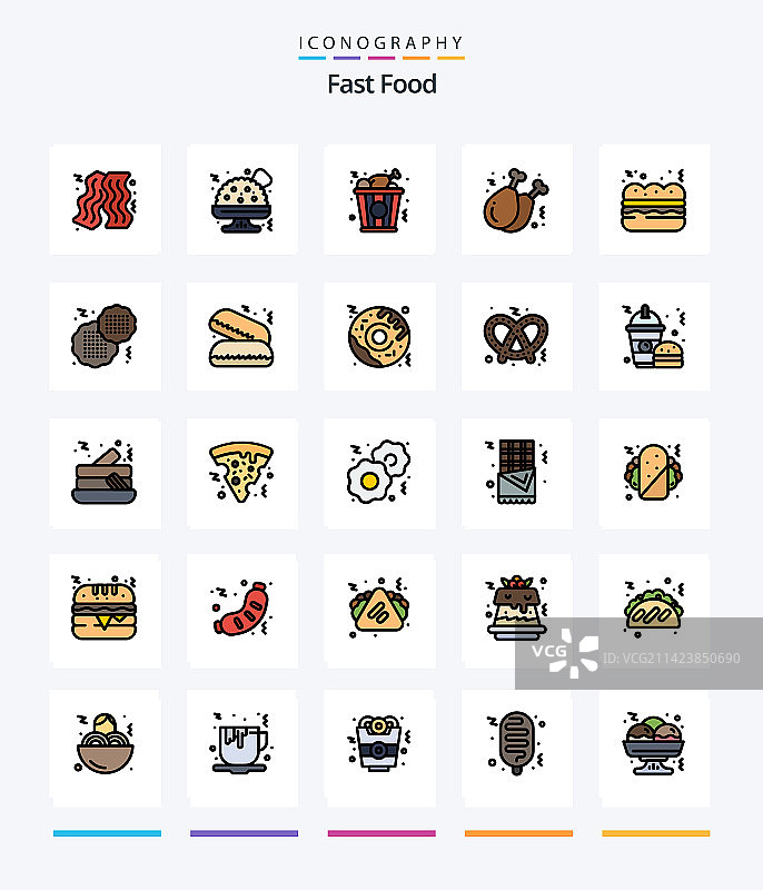 创意快餐25线条填充图标包图片素材