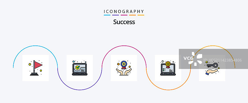 成功线性填充扁平5图标包（含钥匙元素）图片素材