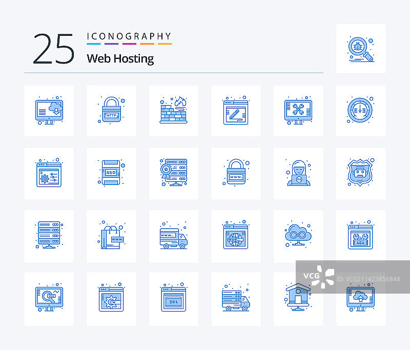 Web Hosting 25蓝色图标包图片素材
