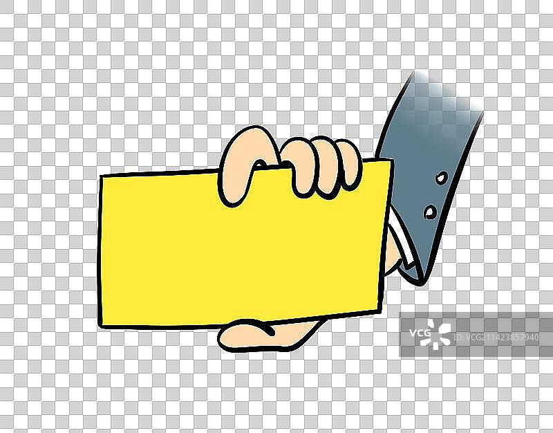 拿着黄牌的手图片素材