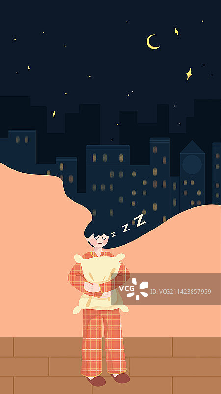 抱着枕头睡觉的女孩壁纸图片素材