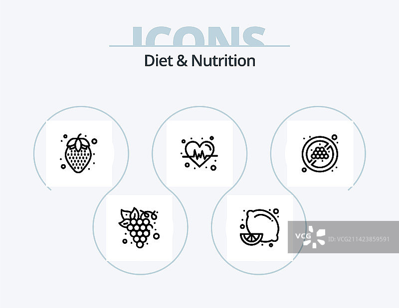 节食与营养线性图标套装（5个图标设计）图片素材