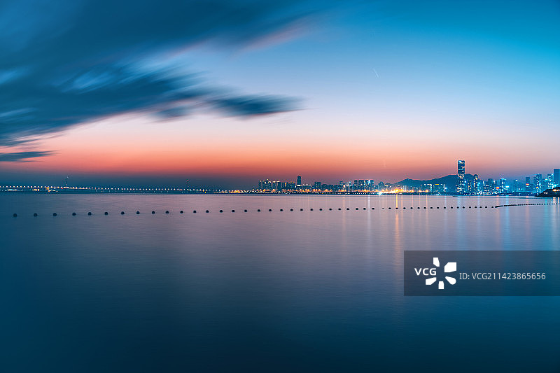 城市天际线日落夜景图片素材