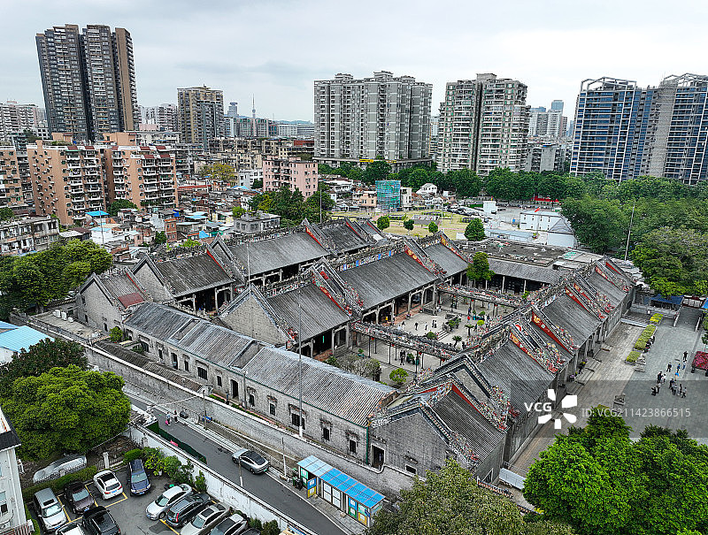 广东省广州市荔湾区陈家祠陈氏书院航拍图片素材