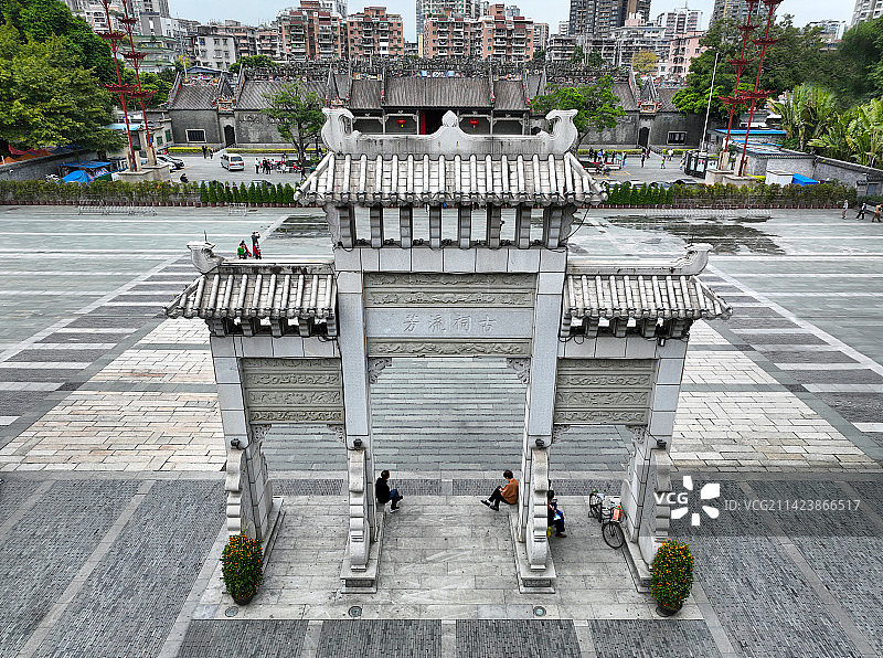 广东省广州市荔湾区陈家祠陈氏书院航拍图片素材