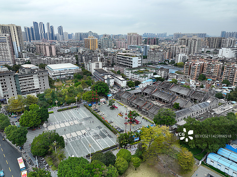 广东省广州市荔湾区陈家祠陈氏书院航拍图片素材
