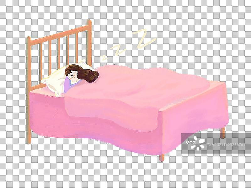 睡在床上的女孩图片素材