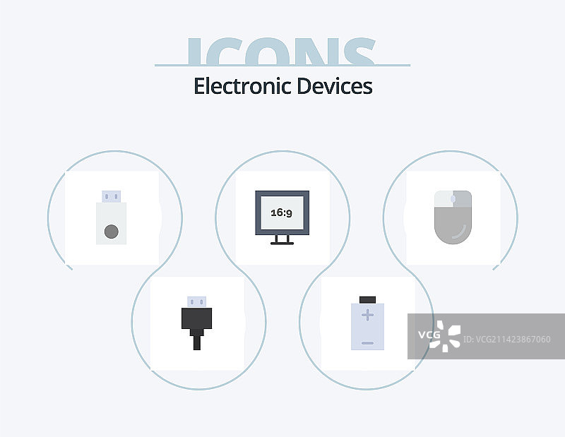 设备扁平图标包（5个图标设计：电子产品）图片素材
