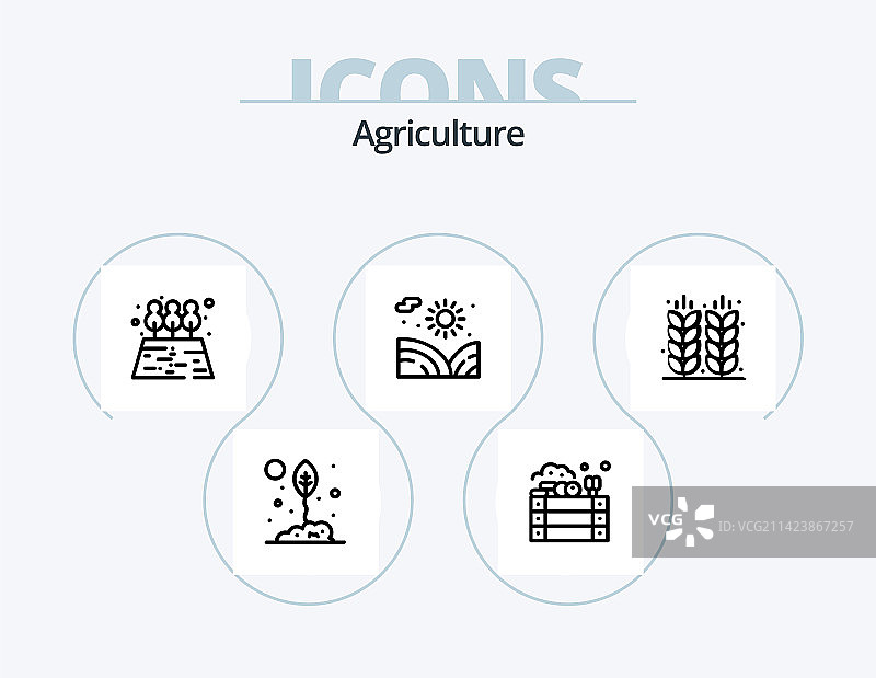 农业线性图标包5个图标面筋设计图片素材