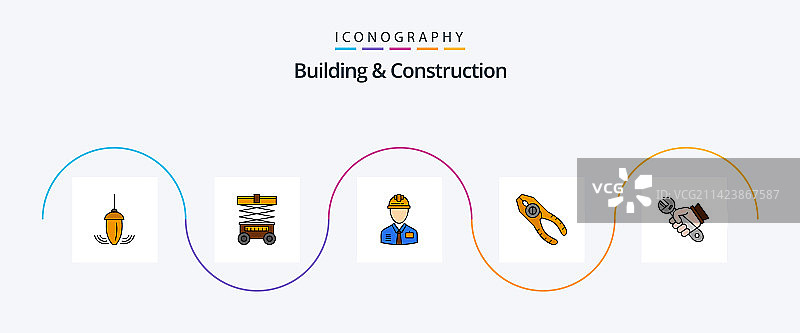 建筑和施工线性填充扁平5图标图片素材